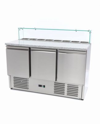 Table à Pizza 1,35m x 0,7m - 3 portes/capot verre