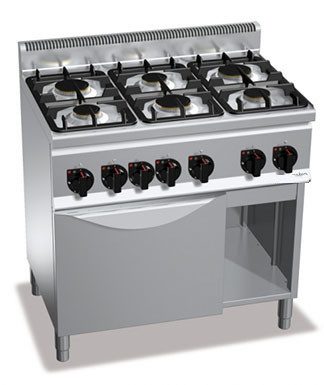 Fourneaux gaz 6 brûleurs + four 2/3