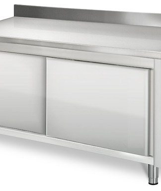 Meuble inox - 1m20x70 cm retour porte coulissante